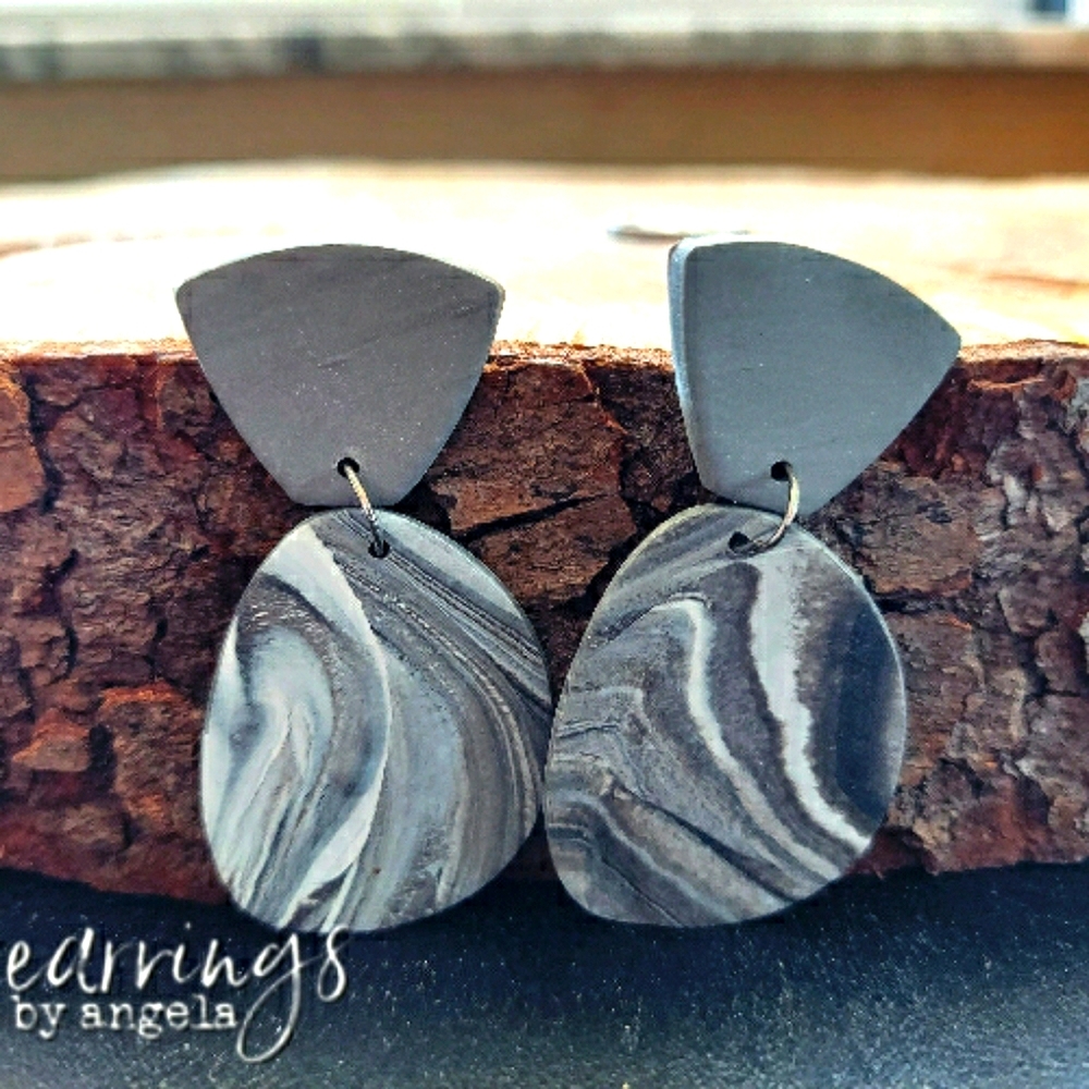 Black and white polymer clay earrings